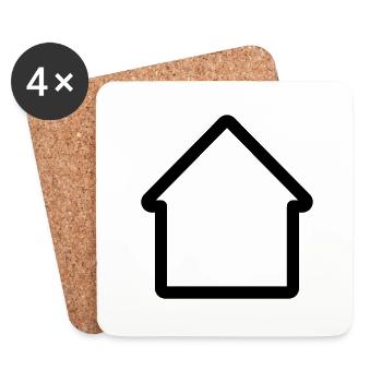 Symbole d’icône de maison/maison - Dessous de verre (lot de 4) - blanc - Devant
