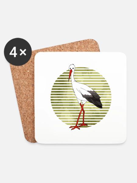 Storch - Untersetzer (4er-Set) - Weiß