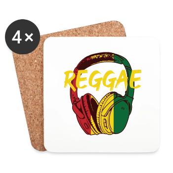 Reggae musique casque - Dessous de verre (lot de 4) - blanc - Devant