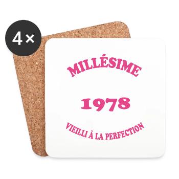 Femme Millésime 1978 Cadeau Anniversaire Humour - Dessous de verre (lot de 4) - blanc - Devant