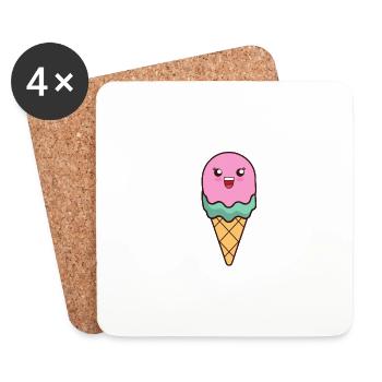 Lèche-moi jusqu’à la crème glacée - Dessous de verre (lot de 4) - blanc - Devant