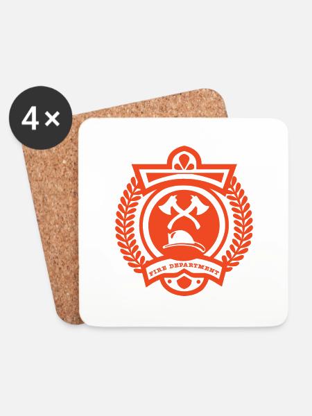 Fireman - Coasters (set of 4) - white