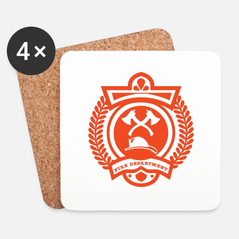 Feuerwehrmann - Untersetzer (4er-Set) - Weiß