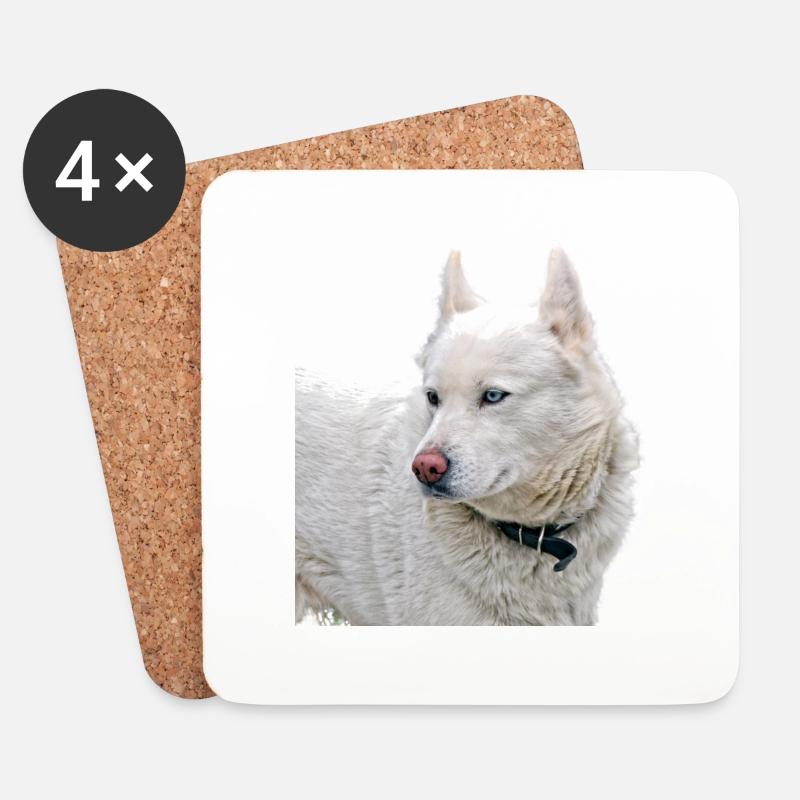 White Husky - Untersetzer (4er-Set) - Weiß