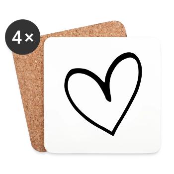 Heart Emoji Sketch - Coasters (set of 4) - white - Front