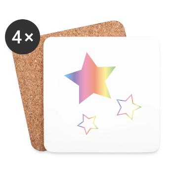 Regenbogen Sterne - Untersetzer (4er-Set) - Weiß - Vorne