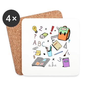 SCHOOL drawing - Coasters (set of 4) - white - Front