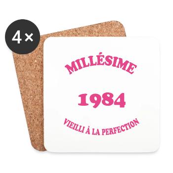 Femme Millésime 1984 Cadeau Anniversaire Humour - Dessous de verre (lot de 4) - blanc - Devant