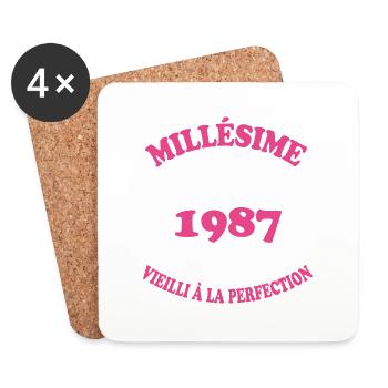 Femme Millésime 1987 Cadeau Anniversaire Humour - Dessous de verre (lot de 4) - blanc - Devant