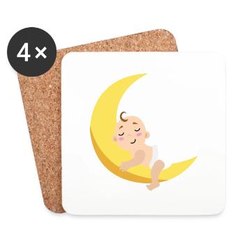 Bébé lune - Dessous de verre (lot de 4) - blanc - Devant