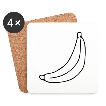 Banana Emoji Fruit Sticker Sketch Black - Coasters (set of 4) - white - Front
