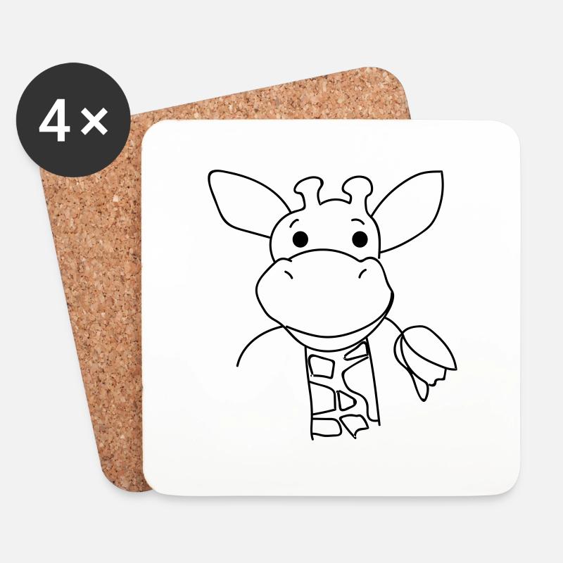 Giraffe - Untersetzer (4er-Set) - Weiß
