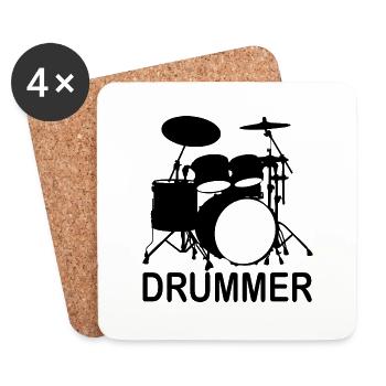 Batteur Batterie Musique Musique - Dessous de verre (lot de 4) - blanc - Devant