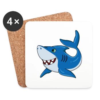 Requin - Dessous de verre (lot de 4) - blanc - Devant