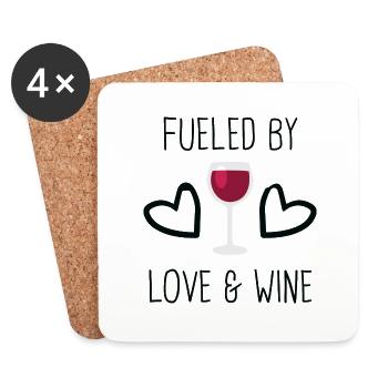 Wein & Liebe | Weintrinker Rotwein Winzer Geschenk - Untersetzer (4er-Set) - Weiß - Vorne