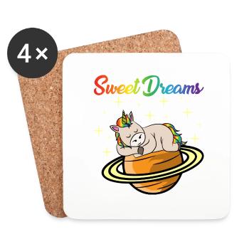 RÊVES DOUX LICORNE PAR LA MANZANITA - Dessous de verre (lot de 4) - blanc - Devant