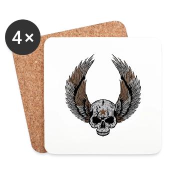 Tod Kopf Flügel crane skull - Untersetzer (4er-Set) - Weiß - Vorne