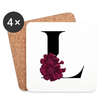 letter L flowered - Coasters (set of 4) - white - Front