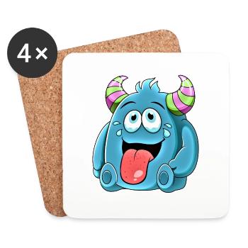 Kleines süßes witziges Monster Nr.26 - Untersetzer (4er-Set) - Weiß - Vorne