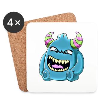 Kleines süßes witziges Monster Nr.39 - Untersetzer (4er-Set) - Weiß - Vorne