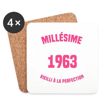 Femme Millésime 1963 Cadeau Anniversaire Humour - Dessous de verre (lot de 4) - blanc - Devant