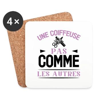Une coiffeuse pas comme les autres cadeau humour - Dessous de verre (lot de 4) - blanc - Devant