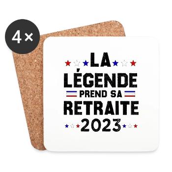 Retraite 2023 Cadeau Humour Personnalisé - Dessous de verre (lot de 4) - blanc - Devant