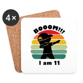 Booom ! Je suis 11 comme cadeau anniversaire enfants - Dessous de verre (lot de 4) - blanc - Devant
