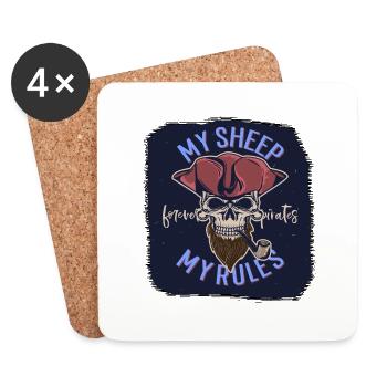 my sheep my rules black - Coasters (set of 4) - white - Front