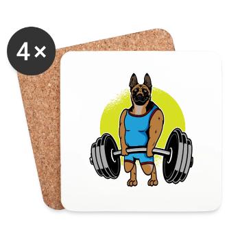 Belgian Malinois Weightlifting I Deadlift Fitness - Untersetzer (4er-Set) - Weiß - Vorne