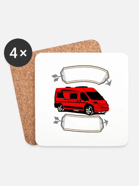 Van RT mit leerem Banner Pfeil - Untersetzer (4er-Set) - Weiß
