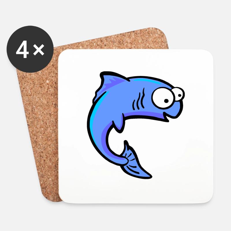 Fisch Forelle Lachs - Untersetzer (4er-Set) - Weiß