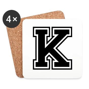 Letter K Team Football Baseball Basketball University - Coasters (set of 4) - white - Front