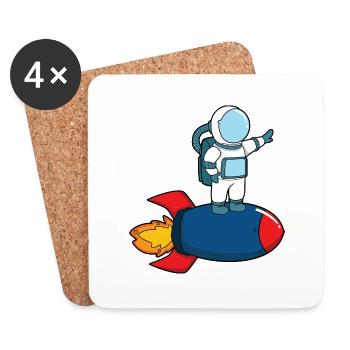 Astronaute à bord d’une fusée - Dessous de verre (lot de 4) - blanc - Devant