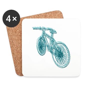 mountainbike,bike,bike,lines,blue - Coasters (set of 4) - white - Front