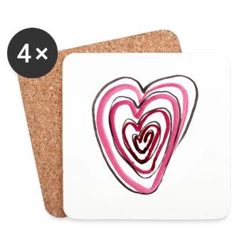 Heart in heart - Coasters (set of 4) - white - Front