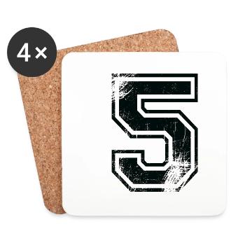 Number 5 Team Football baseball basketball university - Coasters (set of 4) - white - Front