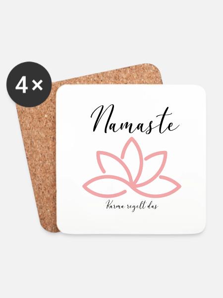 Namaste Karma regelt das Gelassen Yoga Pilates - Untersetzer (4er-Set) - Weiß