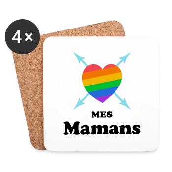 J'aime mes Mamans, famille LGBTQ - Dessous de verre (lot de 4) - blanc - Devant