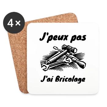 J'peux pas j'ai bricolage - Dessous de verre (lot de 4) - blanc - Devant