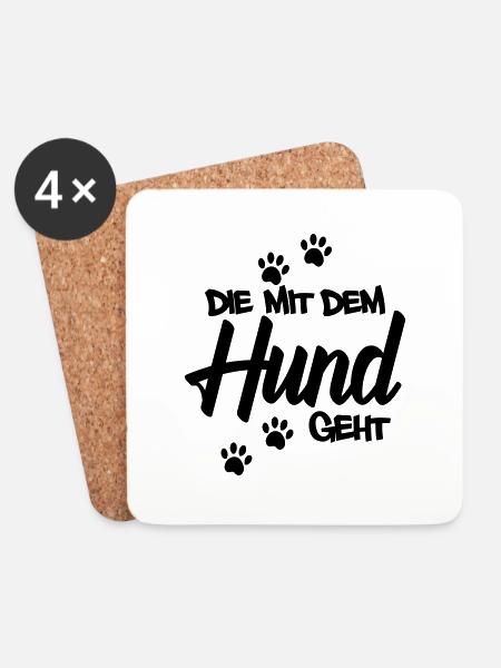 Die mit dem Hund geht | Farbe änderbar - Untersetzer (4er-Set) - Weiß