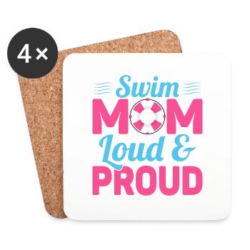 Swim Mom Loud & Proud Family Natation - Dessous de verre (lot de 4) - blanc - Devant