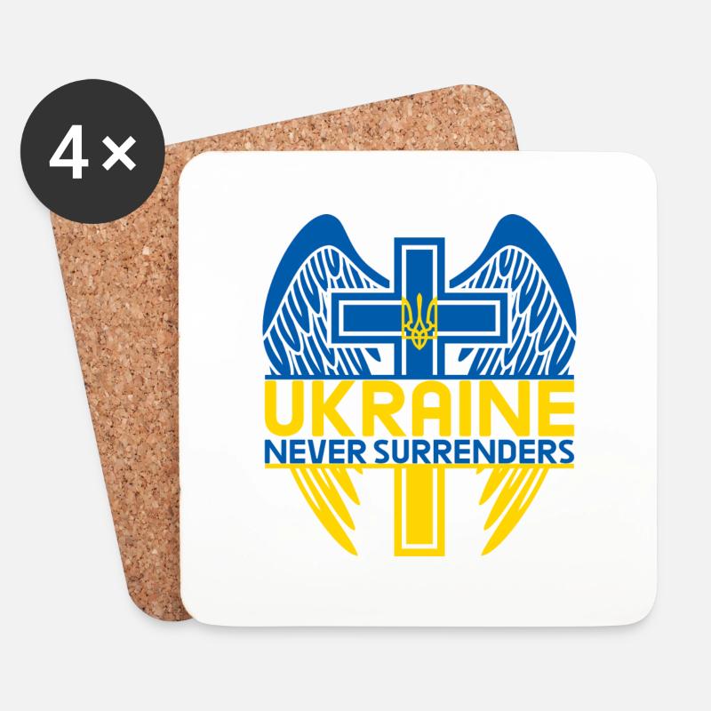 UKRAINE gibt niemals das Kreuz der ukrainischen Flagge auf - Untersetzer (4er-Set) - Weiß