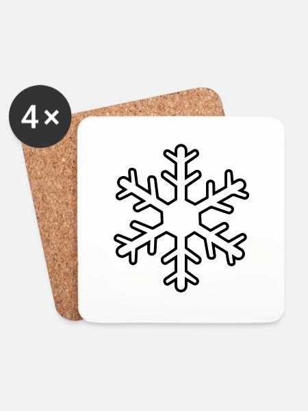Schneeflocke - Untersetzer (4er-Set) - Weiß