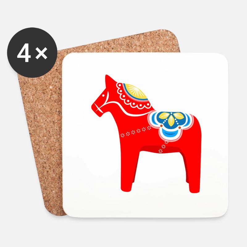Dalahast Skandinavisches Design - Untersetzer (4er-Set) - Weiß