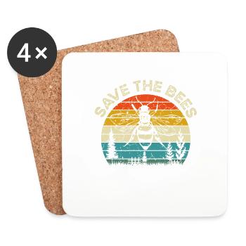 Save The Bees, Save The Bees Shirt, amoureux des abeilles - Dessous de verre (lot de 4) - blanc - Devant