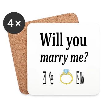 Will you marry me - Dessous de verre (lot de 4) - blanc - Devant
