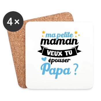Ma Petite Maman Veux Tu Épouser Papa Cadeau Maman - Dessous de verre (lot de 4) - blanc - Devant
