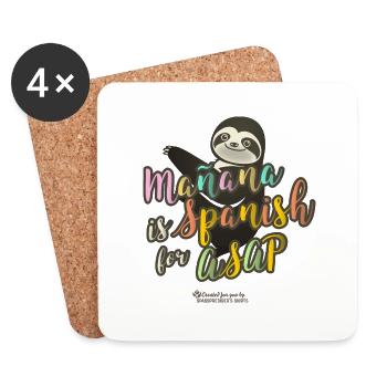 Mañana is Spanish for ASAP Sloth - Coasters (set of 4) - white - Front