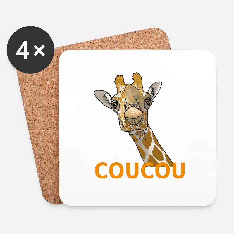 Girafe Coucou - Dessous de verre (lot de 4) - blanc